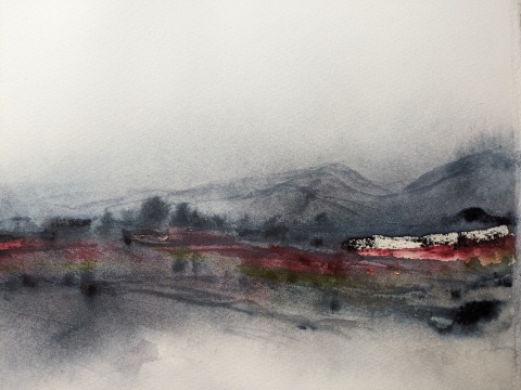 Abstract landscape 1 Watercolour painting of an abstract landscape